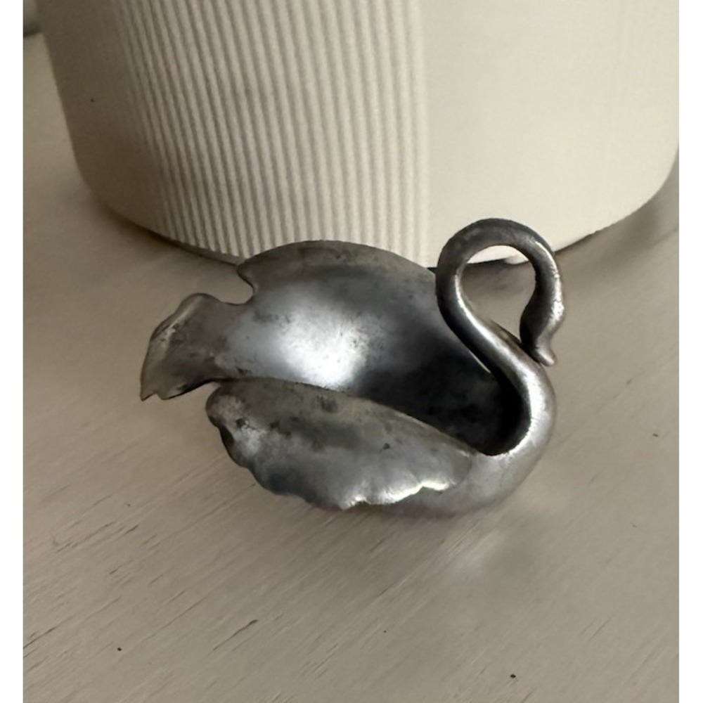 vintage signed early Russel Wright design  Pewter Swan nut Dish Cup art deco